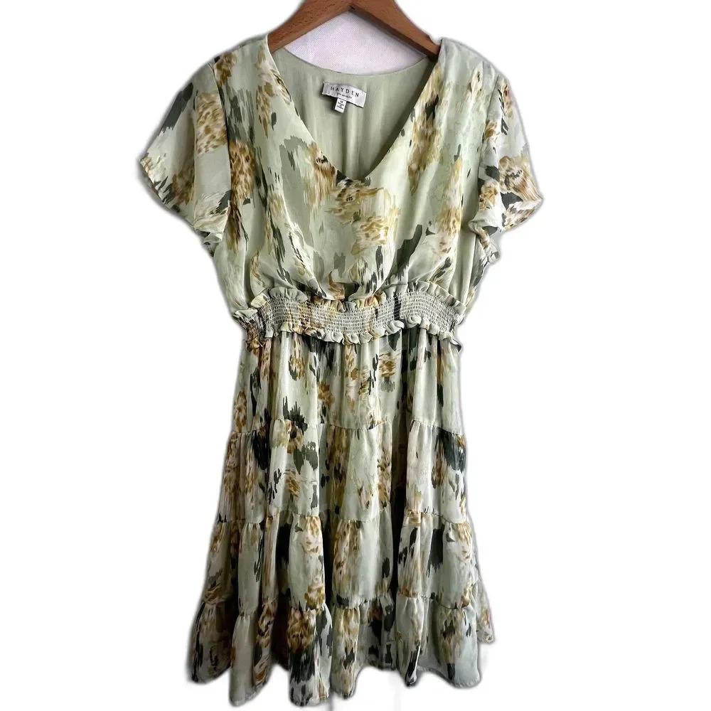 Hayden Flutter Sleeve Smocked‎ Waist Dress Size Medium
